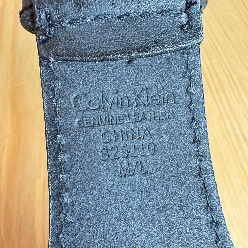 Calvin Klein women’s Belt Black Leather Stretch Studded Silver 90s M/L